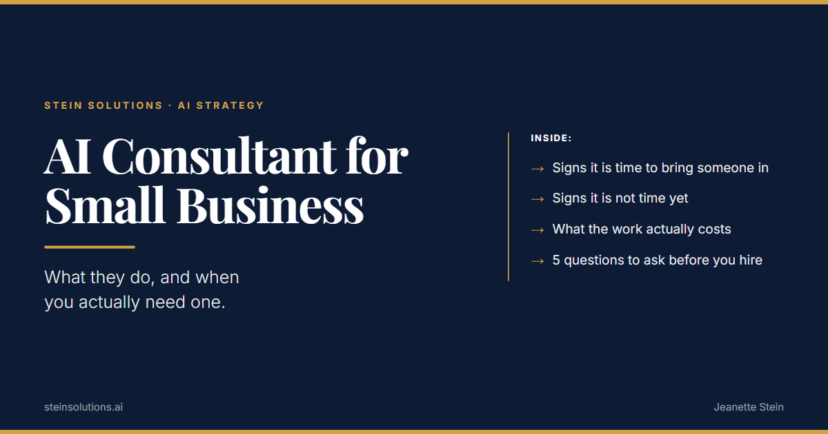 AI consultant for small business: what they do, and when you actually need one