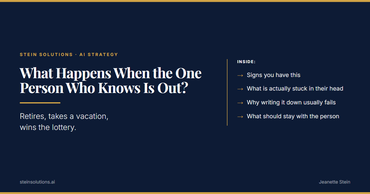 What happens when the one person who knows is out: how to tell, and what to do about it